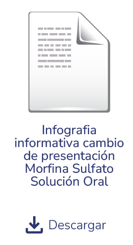 Infografía informativa cambio de presentación Morfina Sulfato Solución Oral